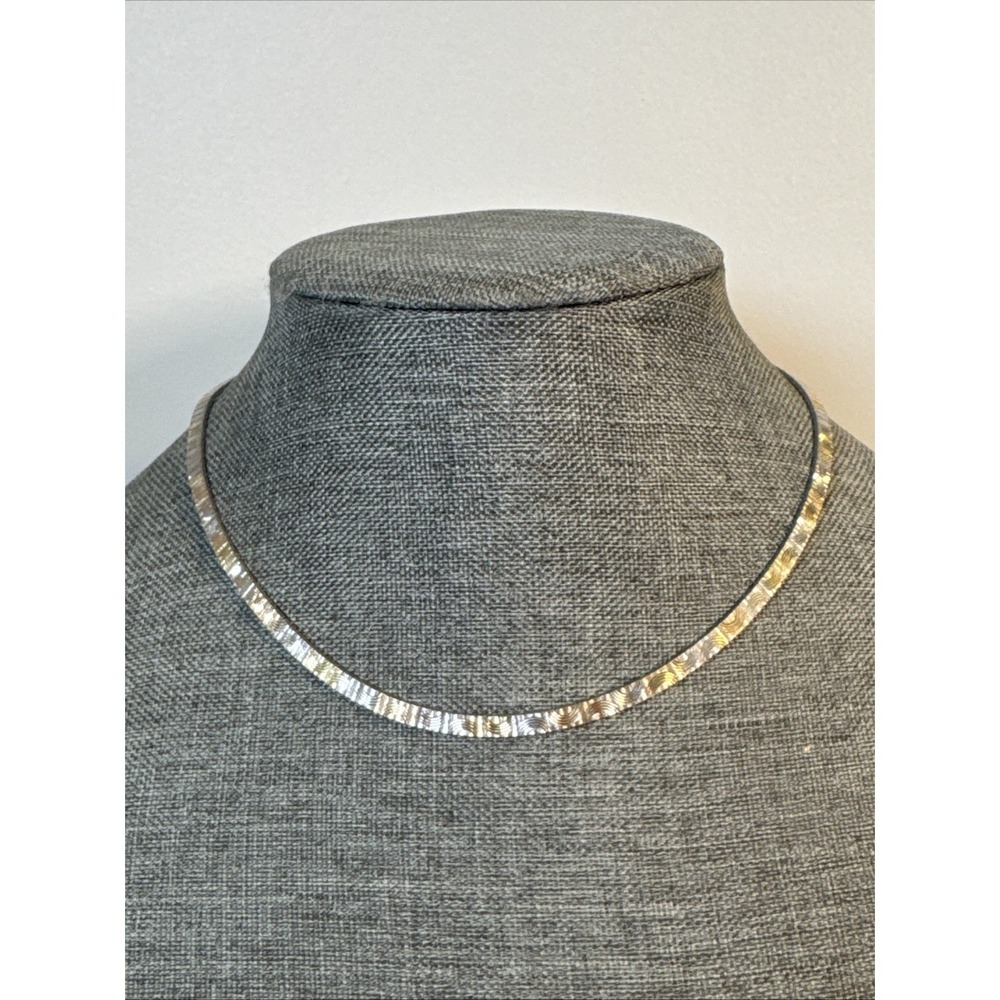 Designer Milor Italy 925 Sterling Silver Brass Two Tone Flat Chain Necklace 16"